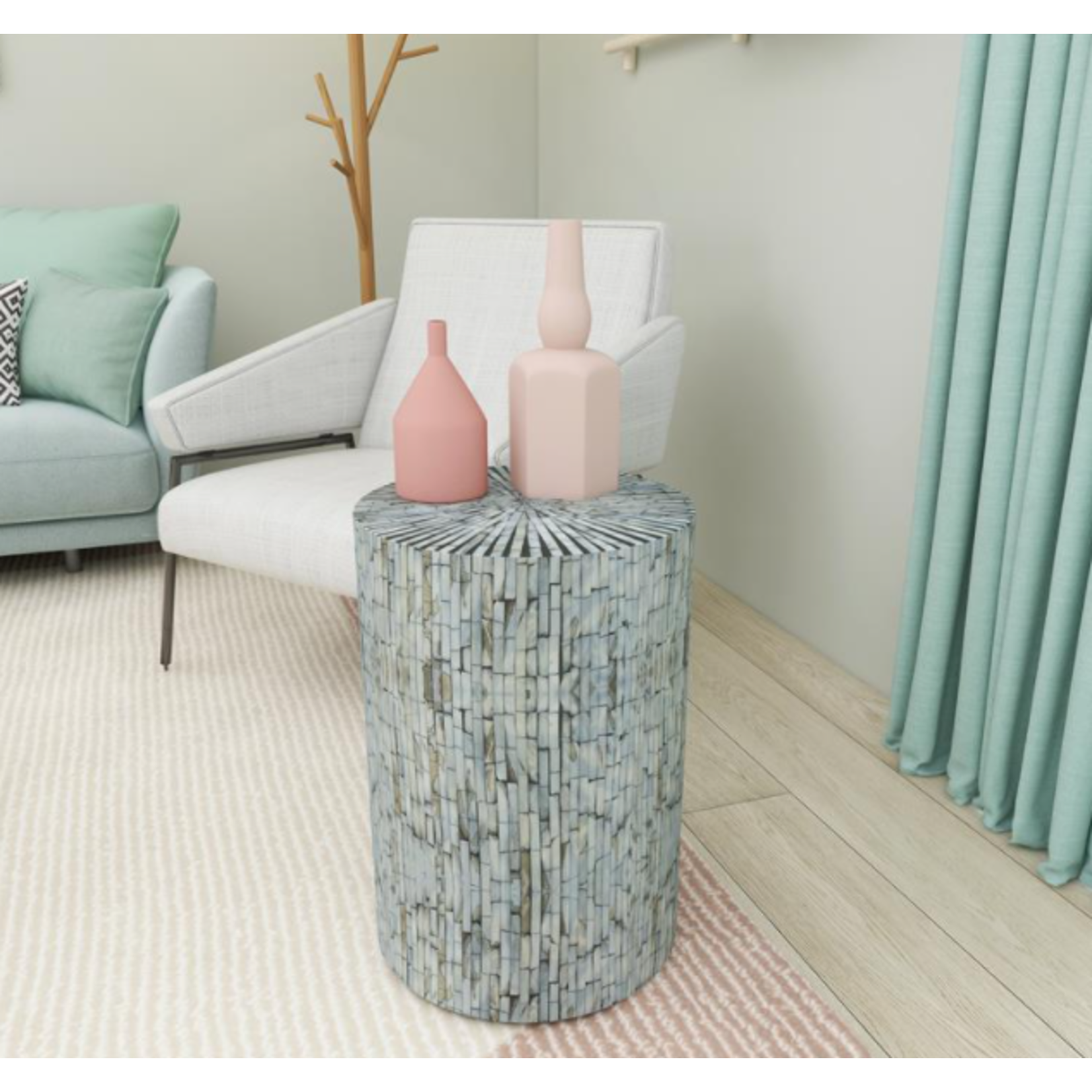 Black and White Inlay Accent Table