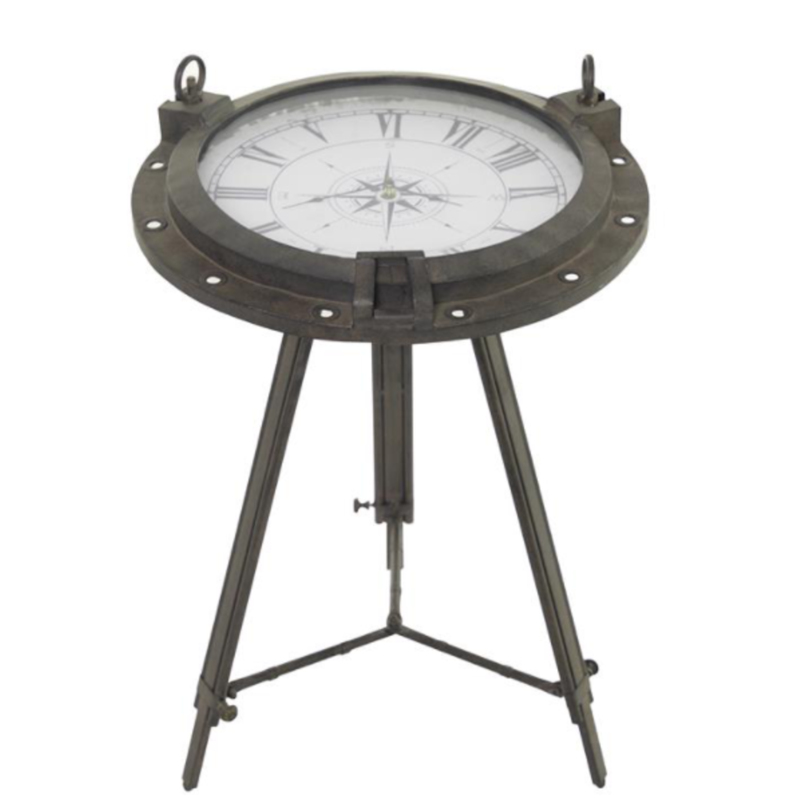 Black Metal Clock Accent Table