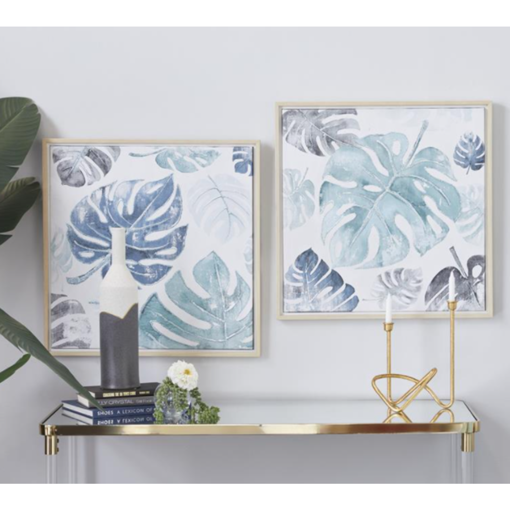 Wooden Framed Blue Palms I Canvas