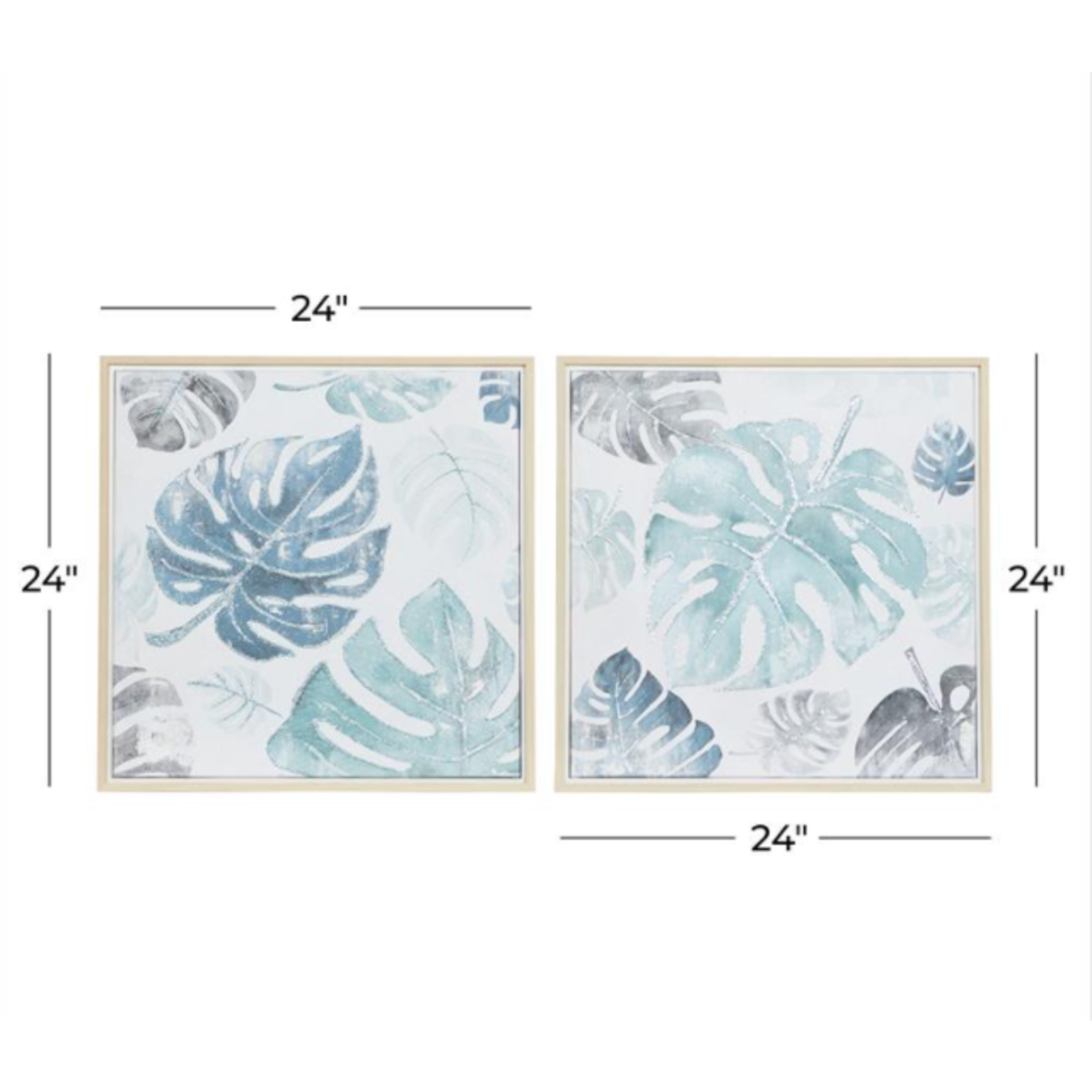Wooden Framed Blue Palms I Canvas