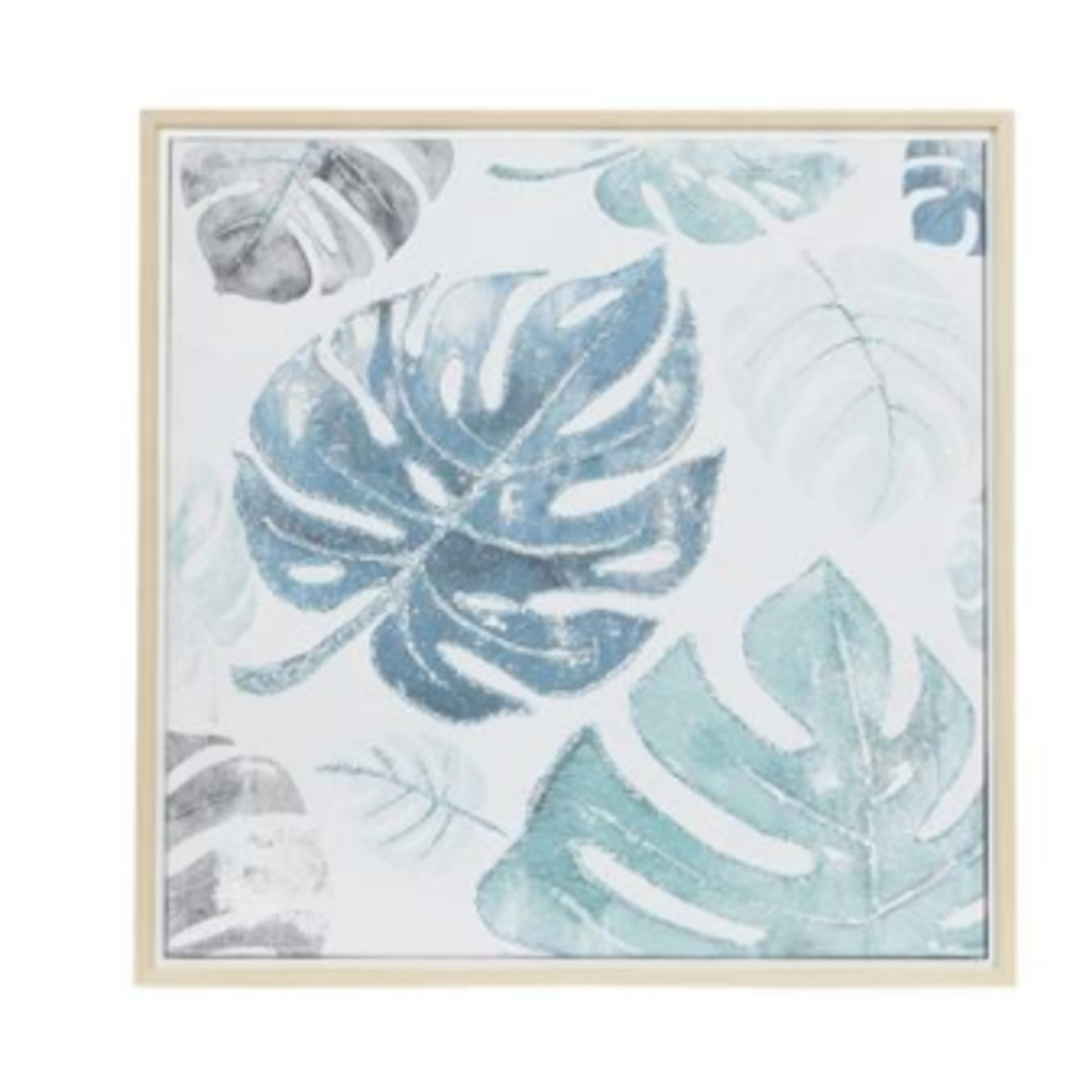 Wooden Framed Blue Palms I Canvas