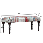 Multi Color Fabric Bench with Black Legs
