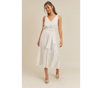White Tie Shoulder Midi Dress (L)