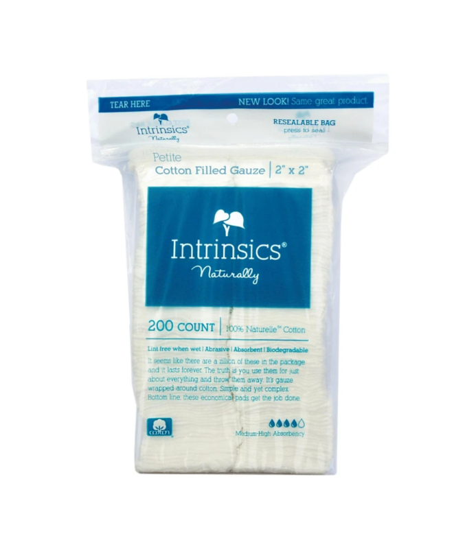 INTRINSICS NATURALLY INTRINSICS NATURALLY Nail Tech's Choice 2? x 2?, Cotton Filled Gauze, 200 Counts - 407100