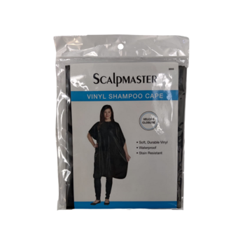 SCALPMASTER SCALPMASTER Vinyl Shampoo Cape, Velcro Closure - Black - 3003