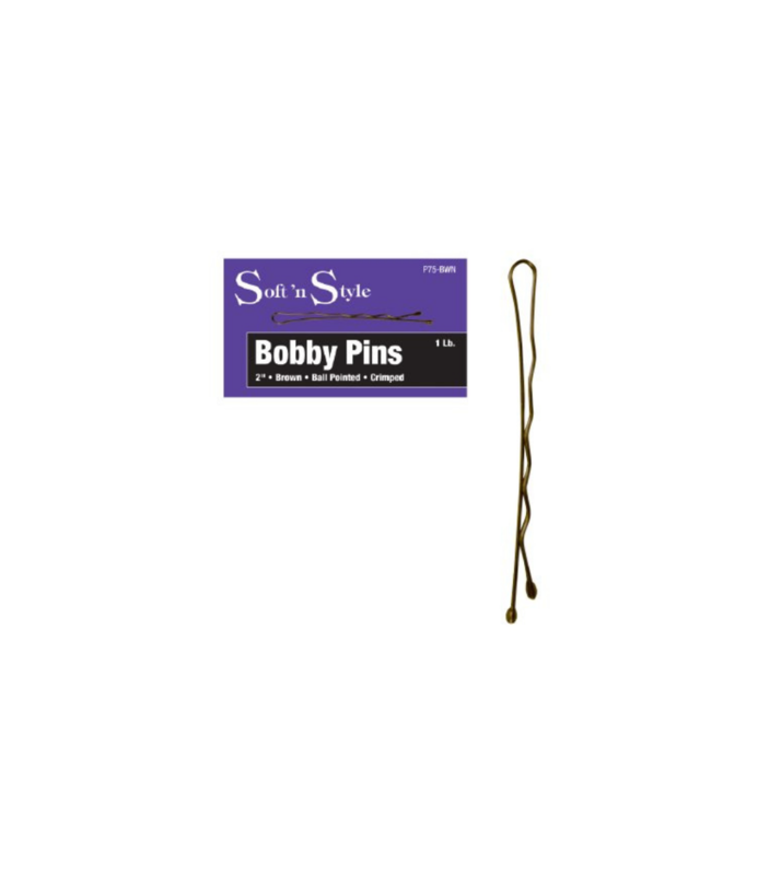 SOFT N STYLE SOFT'N STYLE Bobby Pins Ball Pointed Crimped 2" 1Lb Brown - P75-BWN