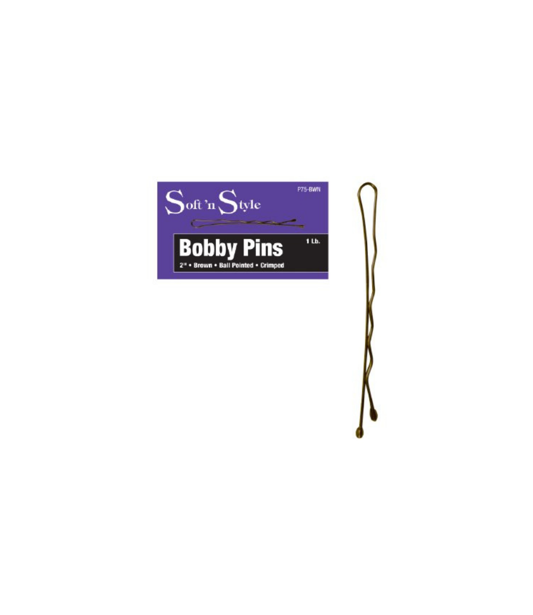SOFT N STYLE BURMAX - SOFT'N STYLE - Bobby Pins Ball Pointed  - Crimped - 2" - 1Lb - Brown - P75-BWN