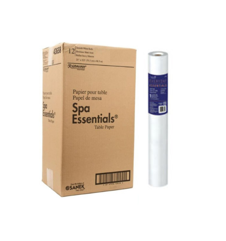 GRAHAM BEAUTY GRAHAM Everyday Essentials Table Paper Smooth White Spa 12 Rolls - 21" x 225 - Box 12 Rolls - 67160