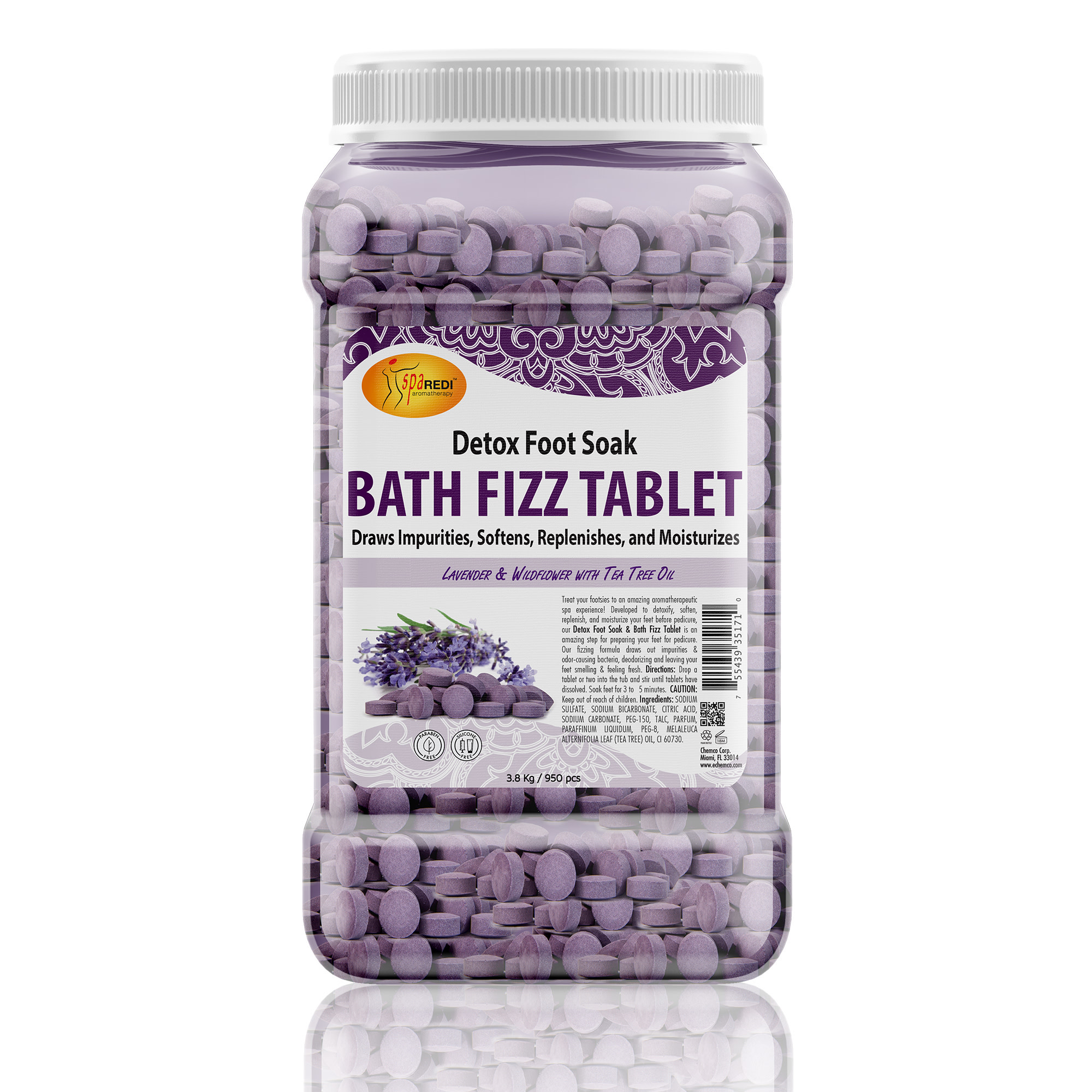 SPA REDI SPA REDI Anti Bacterial Bath Fizz Tablets Lavender & Wildflower, 128oz - 35171