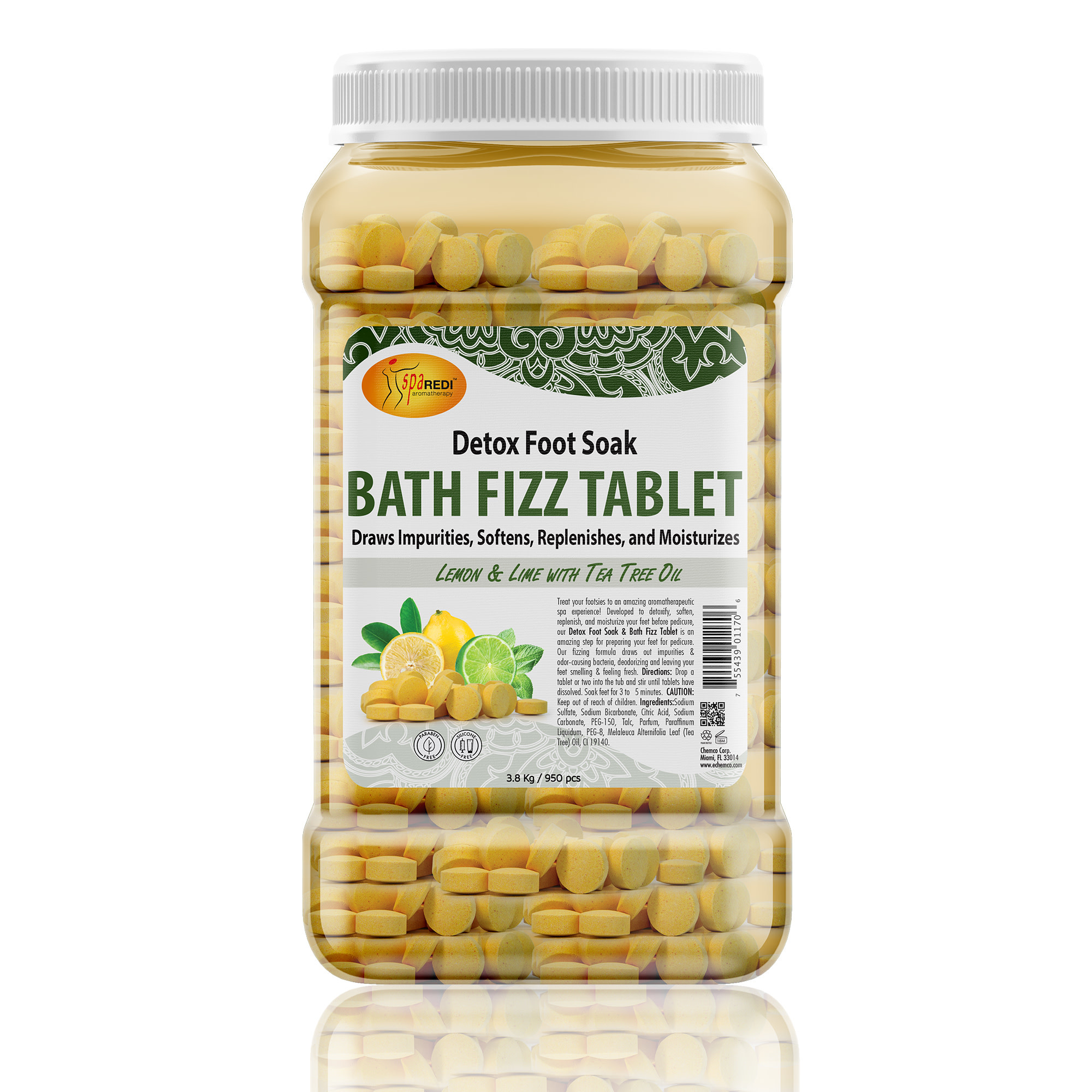 SPA REDI SPA REDI Anti Bacterial Bath Fizz Tablets Lemon & Lime, 128oz - 35173