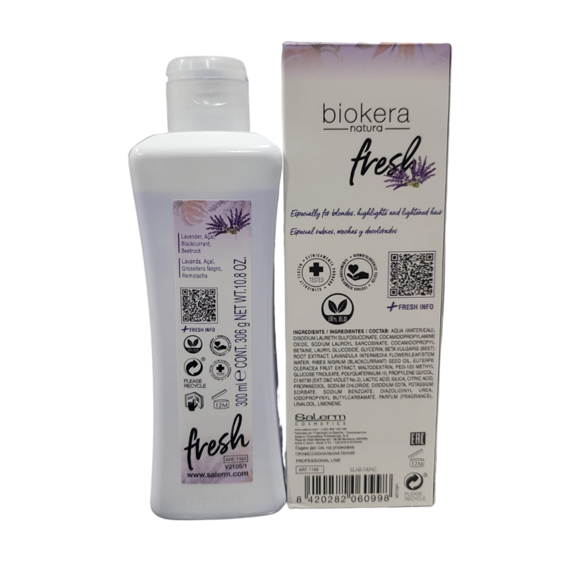SALERM BIOKERA BIOKERA FRESH Violet Shot Shampoo Tones and Brightens, 10.8oz - Cod.1163