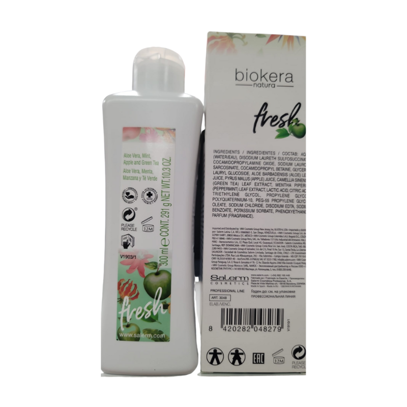 SALERM BIOKERA BIOKERA FRESH Green Shot Shampoo Hydrate and Detoxify, 10.3oz - Cod.3048