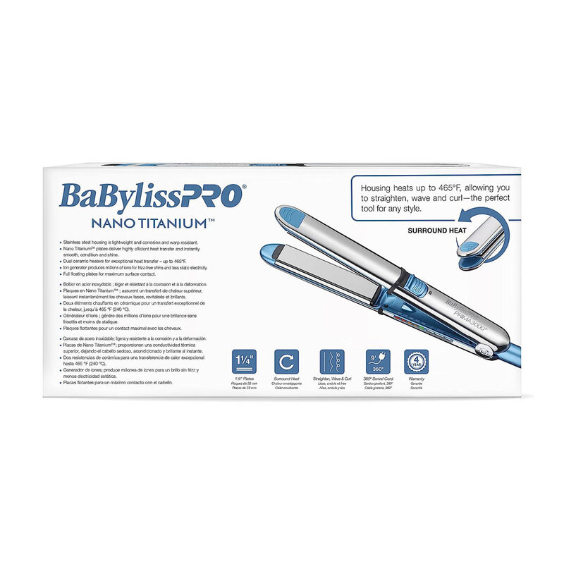 BABYLISS PRO BABYLISS PRO Nano Titanium Prima 3000 Flat Iron 465 F - 1 1/4" - BNT3000TUC