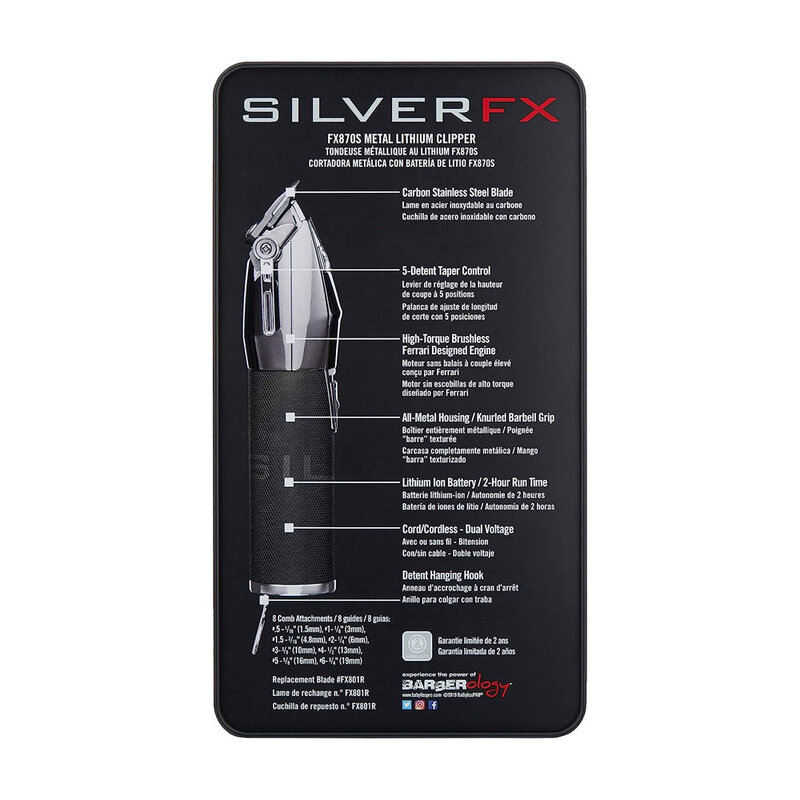 BABYLISS PRO BABYLISS PRO Pro SilverFX Cordless Lithium Clipper, Silver - FX870S