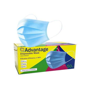 ADVANTAGE DISPOSABLE MASK ADVANTAGE DISPOSABLE MASK 3 Leyer Disposable Face Mask - 50 Count
