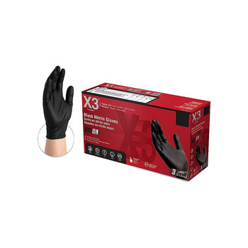 AMMEX AMMEX X3 Industrial Black Nitrile Gloves, 100 Count