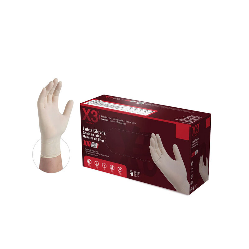 AMMEX AMMEX X3 Industrial Latex Gloves, 100 Count