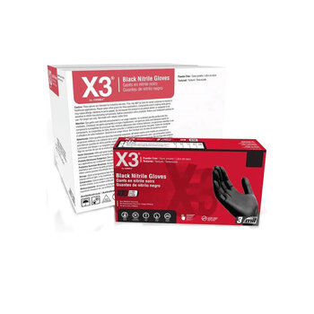 AMMEX AMMEX X3 Industrial Black Nitrile Gloves, 1000 Count