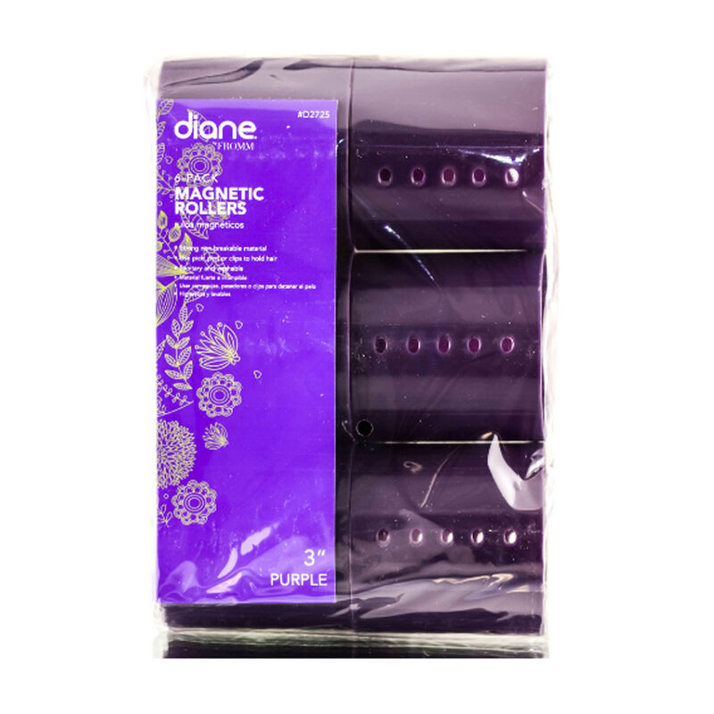 DIANE BEAUTY DIANE Magnetic Roller Purple 6 Pk, 3" - D2725