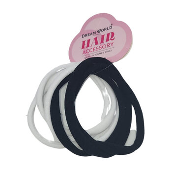 DREAM WORLD PRODUCTS DREAM WORLD Extra Large Hair Band Black and White 6pcs - BR2713BW