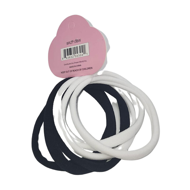 DREAM WORLD PRODUCTS DREAM WORLD Extra Large Hair Band Black and White 6pcs - BR2713BW