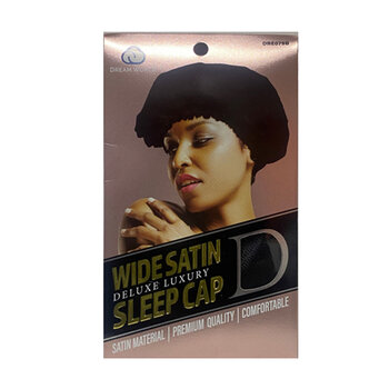 DREAM WORLD PRODUCTS DREAM WORLD Deluxe Wide Satin Sleep Cap Black - DRE079B