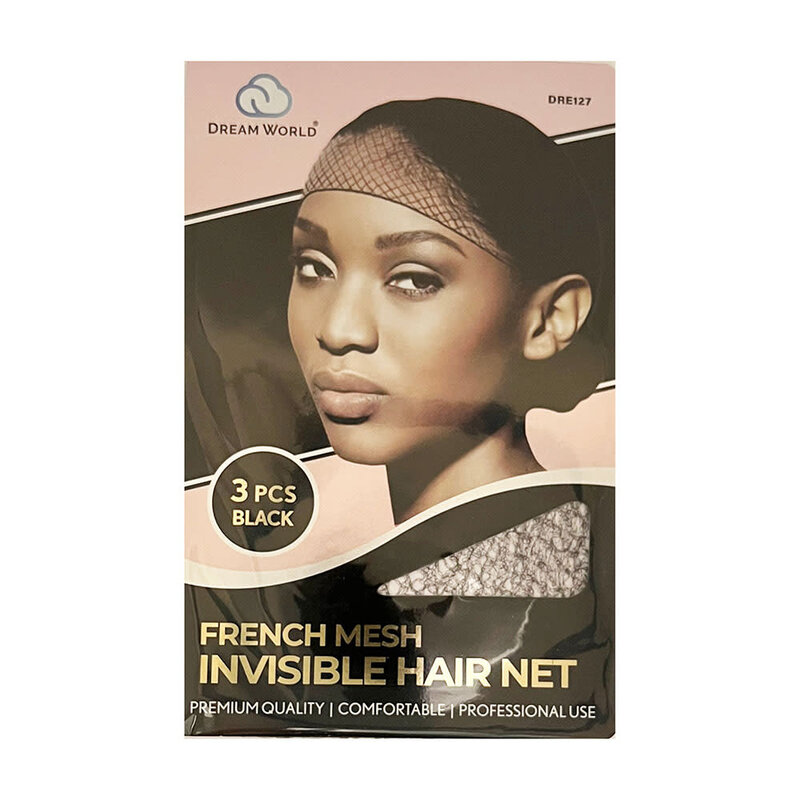 DREAM WORLD PRODUCTS DREAM WORLD French Mesh Invisible Hair Net Black 3pcs - DRE127