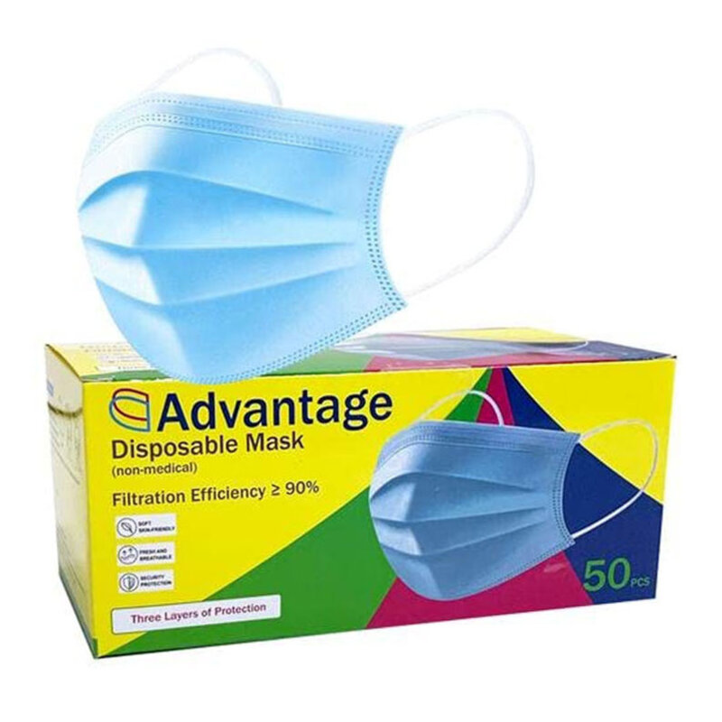 ADVANTAGE DISPOSABLE MASK ADVANTAGE DISPOSABLE MASK 3 Leyer Disposable Face Mask - 50 Count