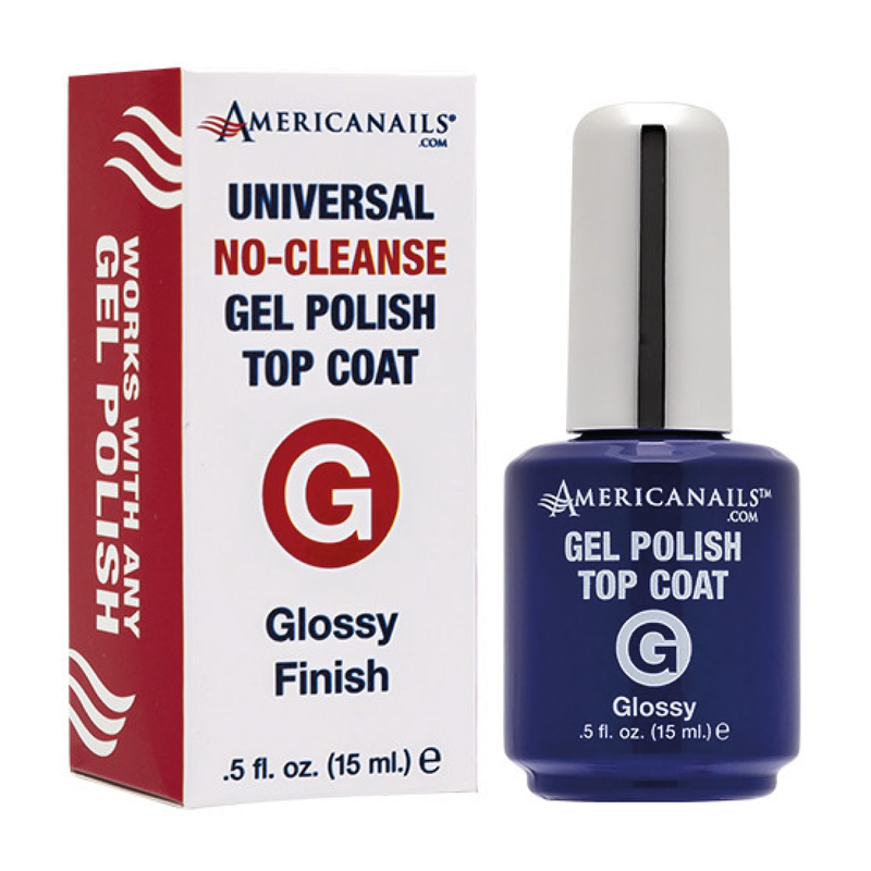 AMERICAN NAILS AMERICAN NAILS No Cleanse Gel Polish Top Coat Glossy Finish, 0.5 oz