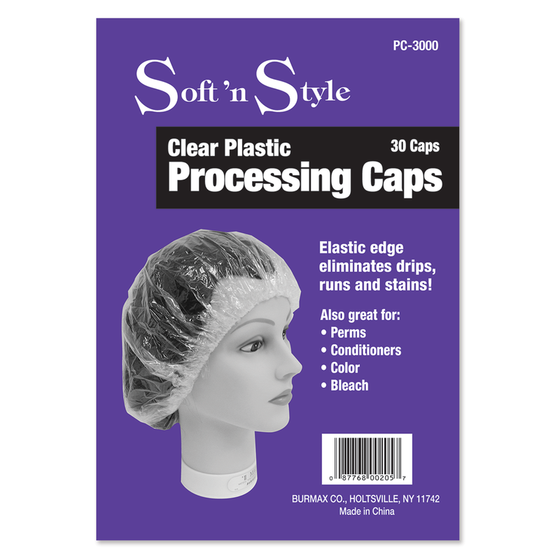 SOFT N STYLE SOFT'N STYLE Clear Plastic Processing Caps 30 Caps - PC-3000