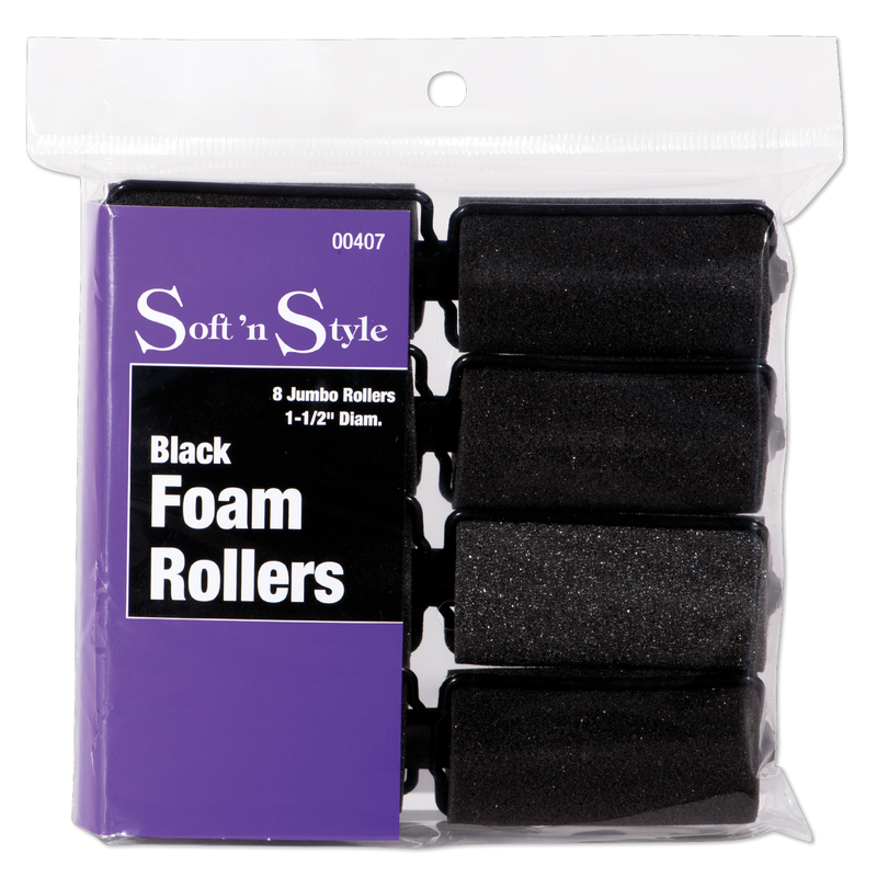 SOFT N STYLE SOFT'N STYLE Foam Rollers Black Jumbo 1-1/2", 14ct - 00407