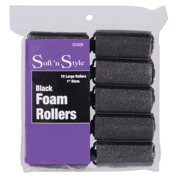 SOFT N STYLE SOFT'N STYLE Foam Rollers Black Large 1", 14ct - 00406