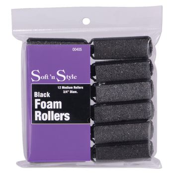 SOFT N STYLE SOFT'N STYLE Foam Rollers Black Medium 3/4", 14ct - 00405