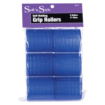 SOFT N STYLE SOFT'N STYLE Self Grip Rollers Blue 2", 12ct - EZ-17