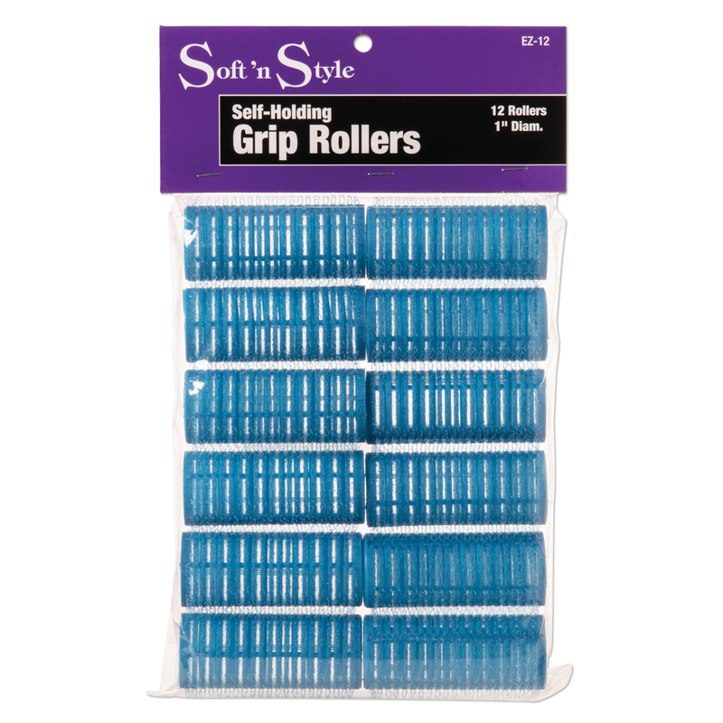 SOFT N STYLE SOFT'N STYLE Self Grip Rollers Light Blue 1", 12ct - EZ-12