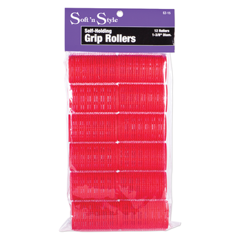 SOFT N STYLE SOFT'N STYLE Self Grip Rollers Red 1-3/8", 12ct - EZ-15