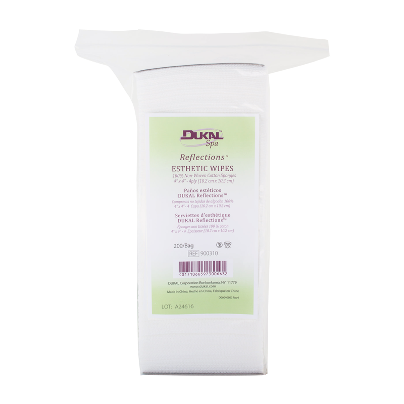 DUKAL DUKAL REFLECTIONS BEAUTY Esthetic Wipes Non Woven Cotton - 4" x 4", 200 Ct - 900310