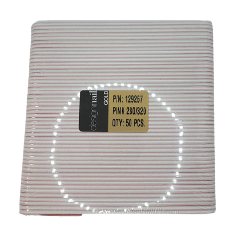 DESIGN NAIL DESIGN NAIL Pink Premium Cushion File 7" 280/320 - 50 PCS - 129267