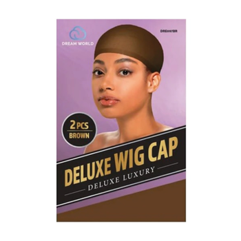 DREAM WORLD PRODUCTS DREAM WORLD Deluxe Wig Cap Brown 2 Pcs - DRE097BR