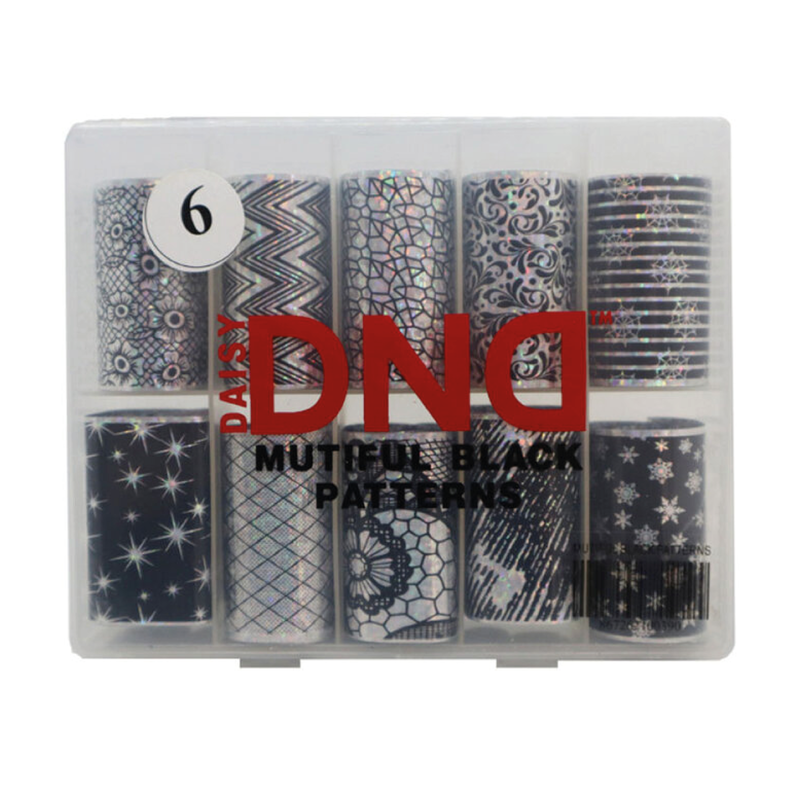 DAISY DND DAISY DND Nail Foil Decoration 10 Rolls Mutiful Black Patterns #6