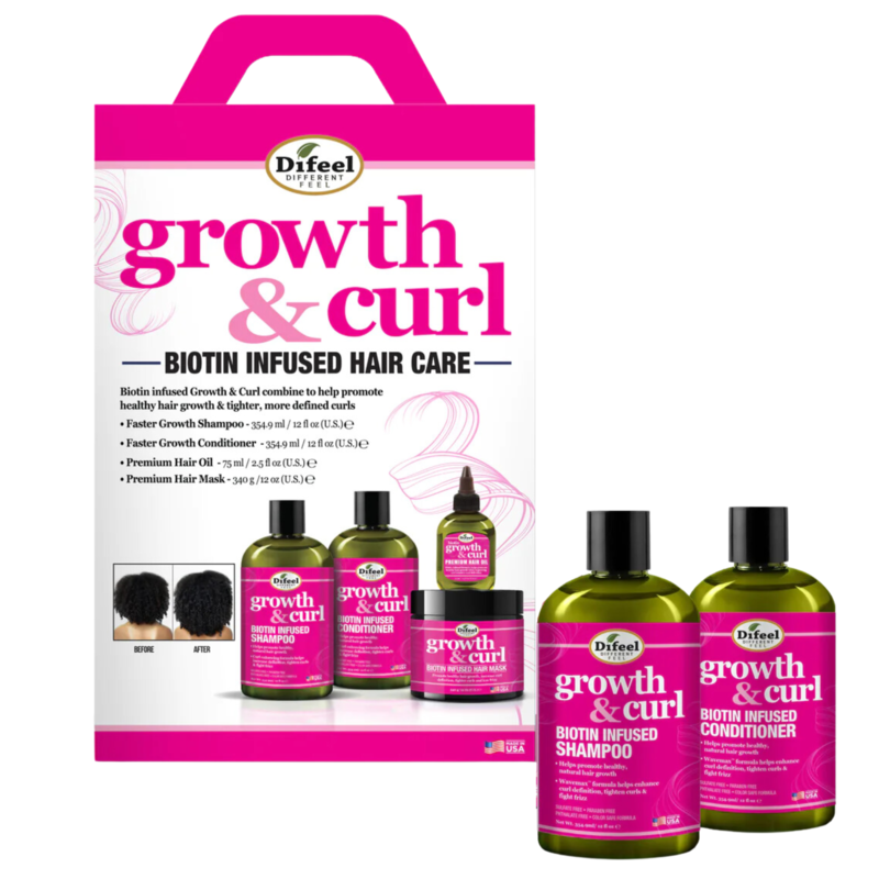 DIFEEL DIFEEL Growth & Curl Biotin Infused Hair Care - SH4x-GCB12-BX