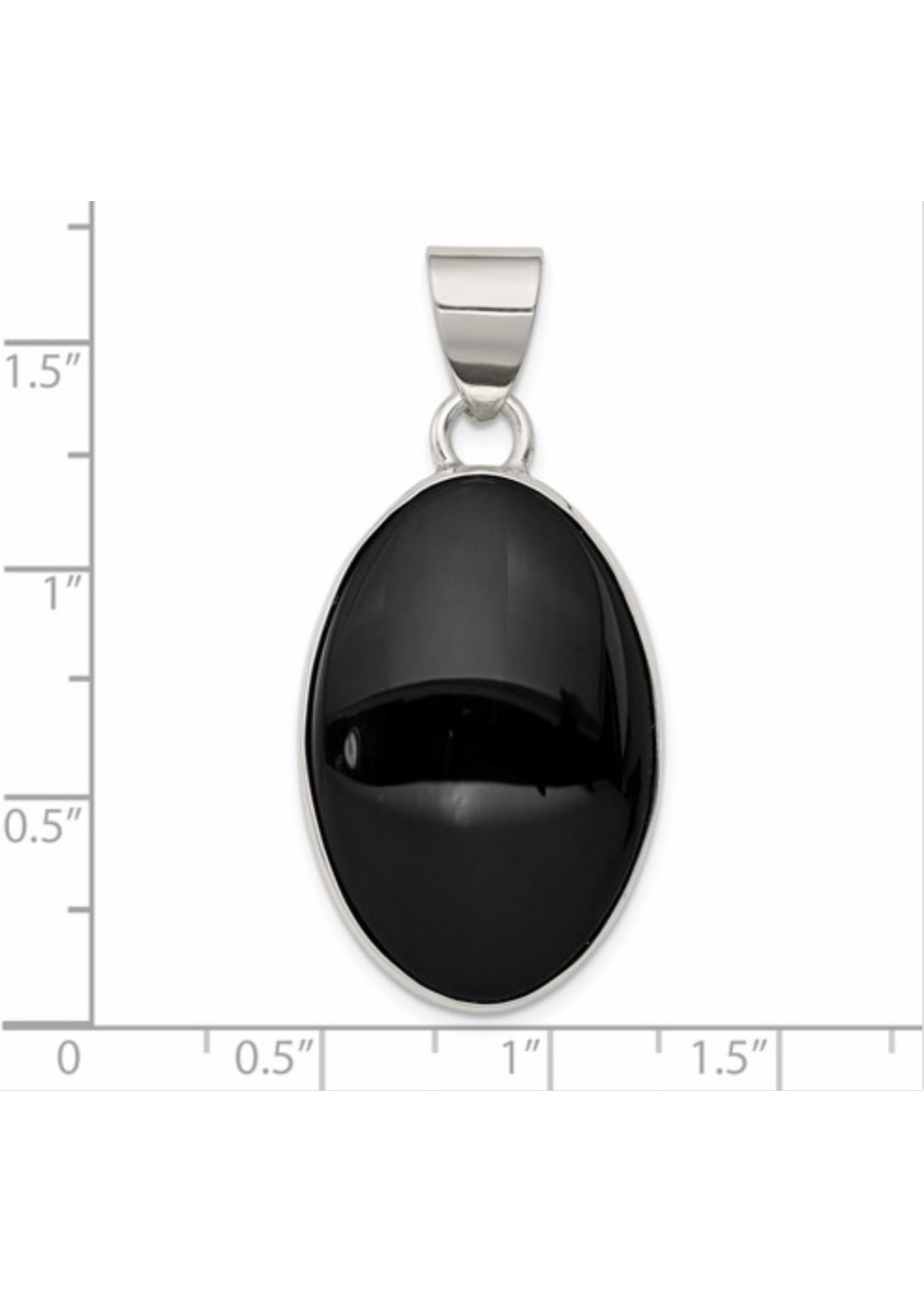 Quality Gold Inc. Sterling Silver Onyx Polished Oval Pendant