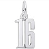 Sterling Silver Number 16 Charm