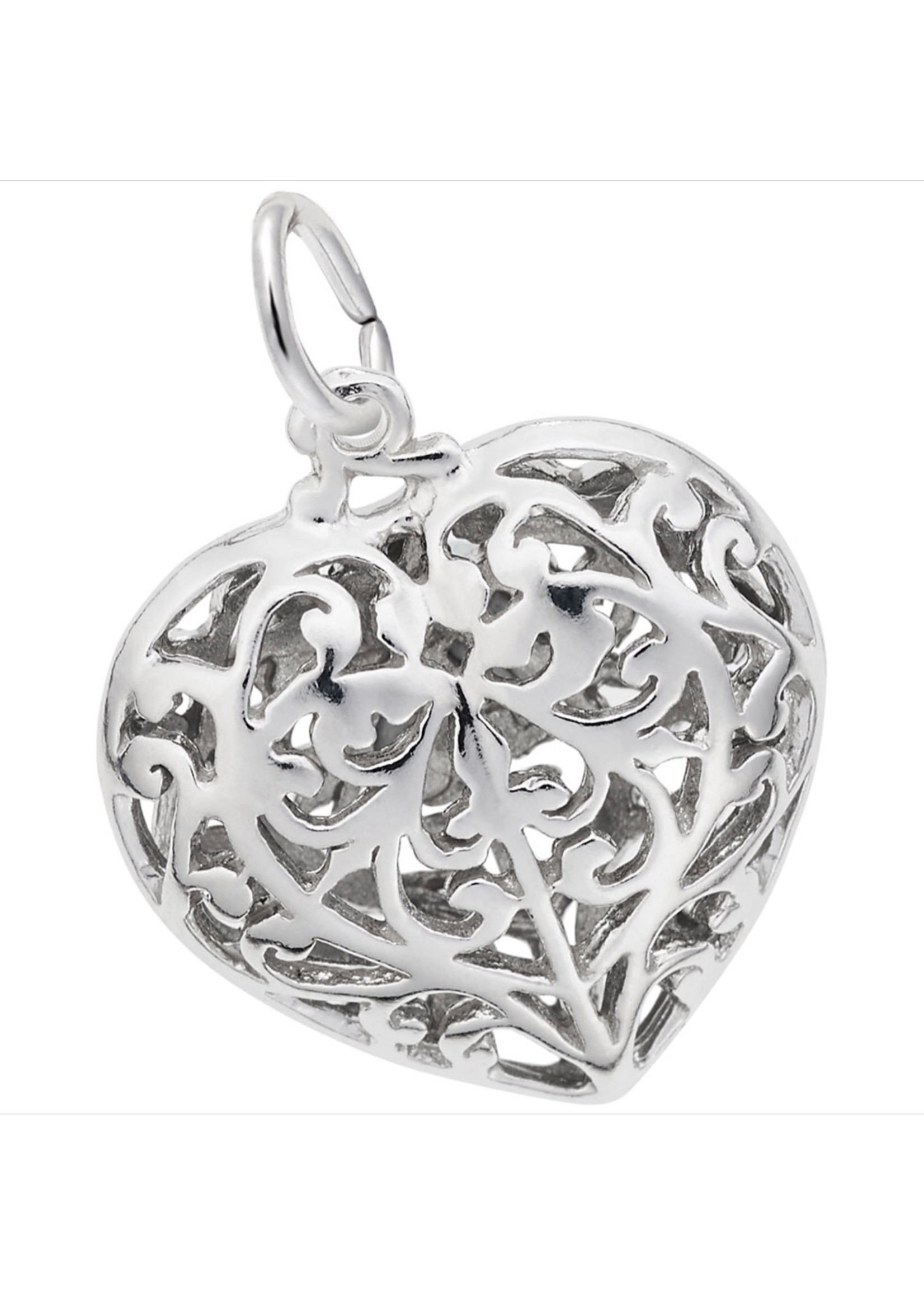 Sterling Silver Filigree Heart Charm