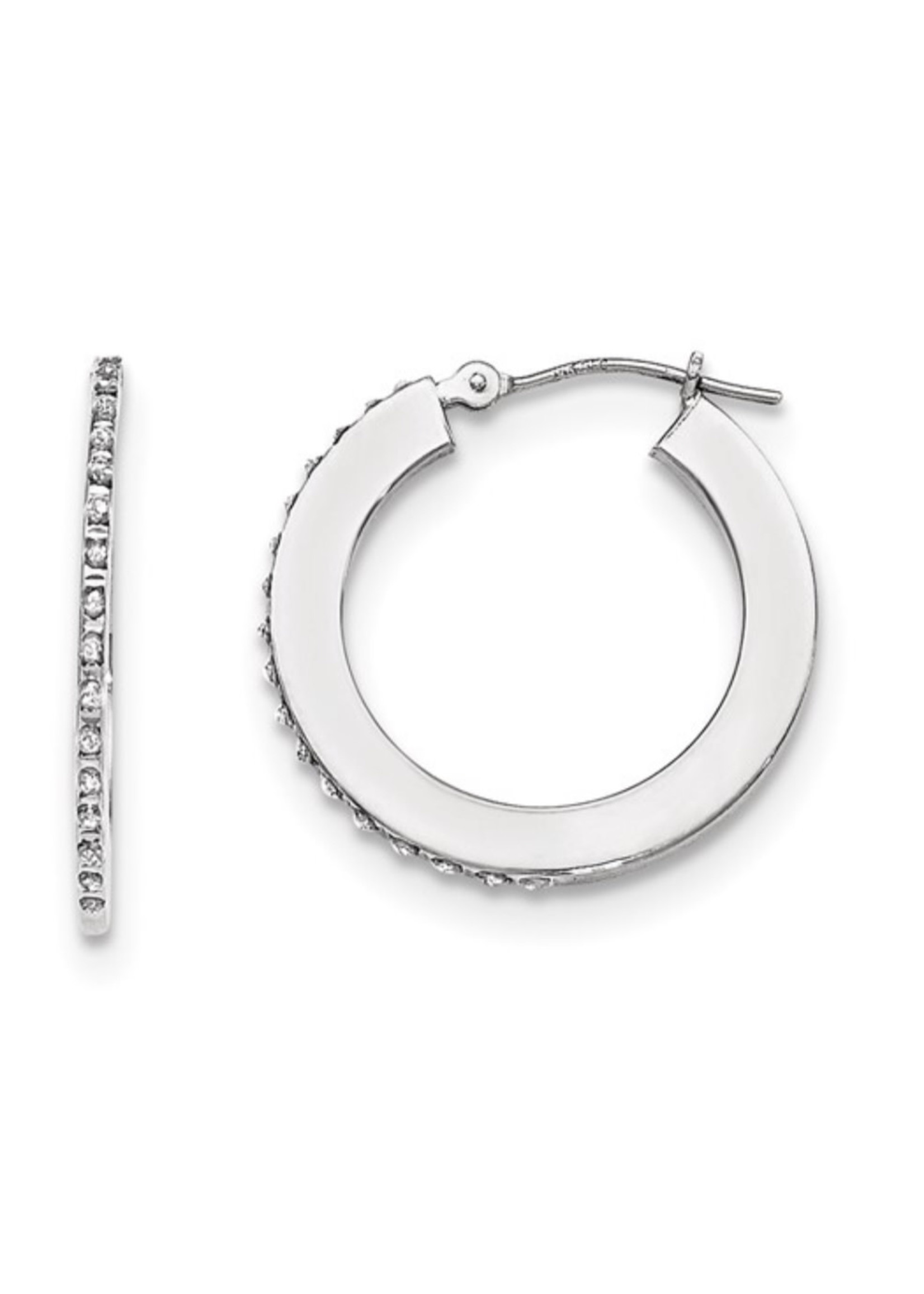 Quality Gold Inc. 14k White Gold Diamond Fasciantion Round Hoop Earrings