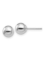 Quality Gold Inc. 14k White Gold Polished 6mm Ball Post