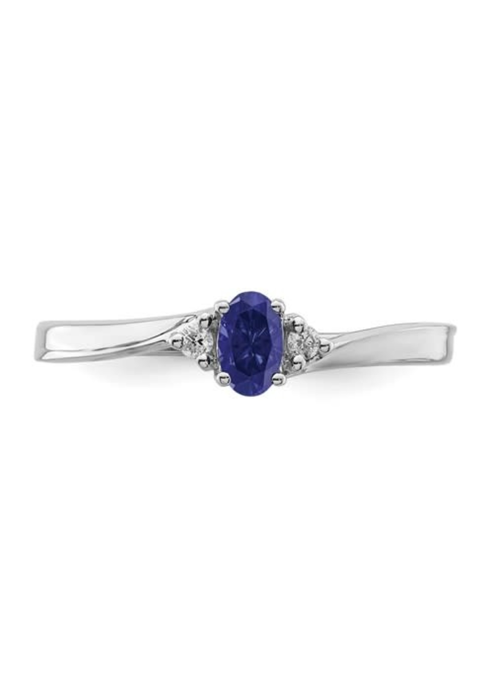 Sterling Silver Rhodium-plated Created Blue Sapphire Birthstone Ring