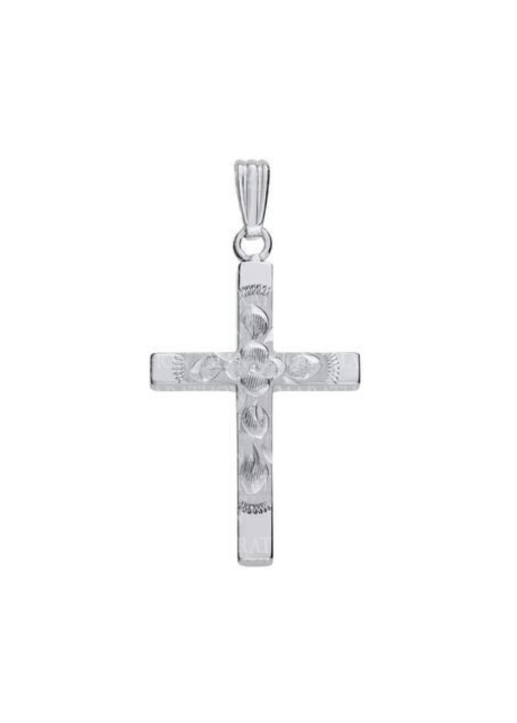 Marathon 14K White Gold Solid Cross