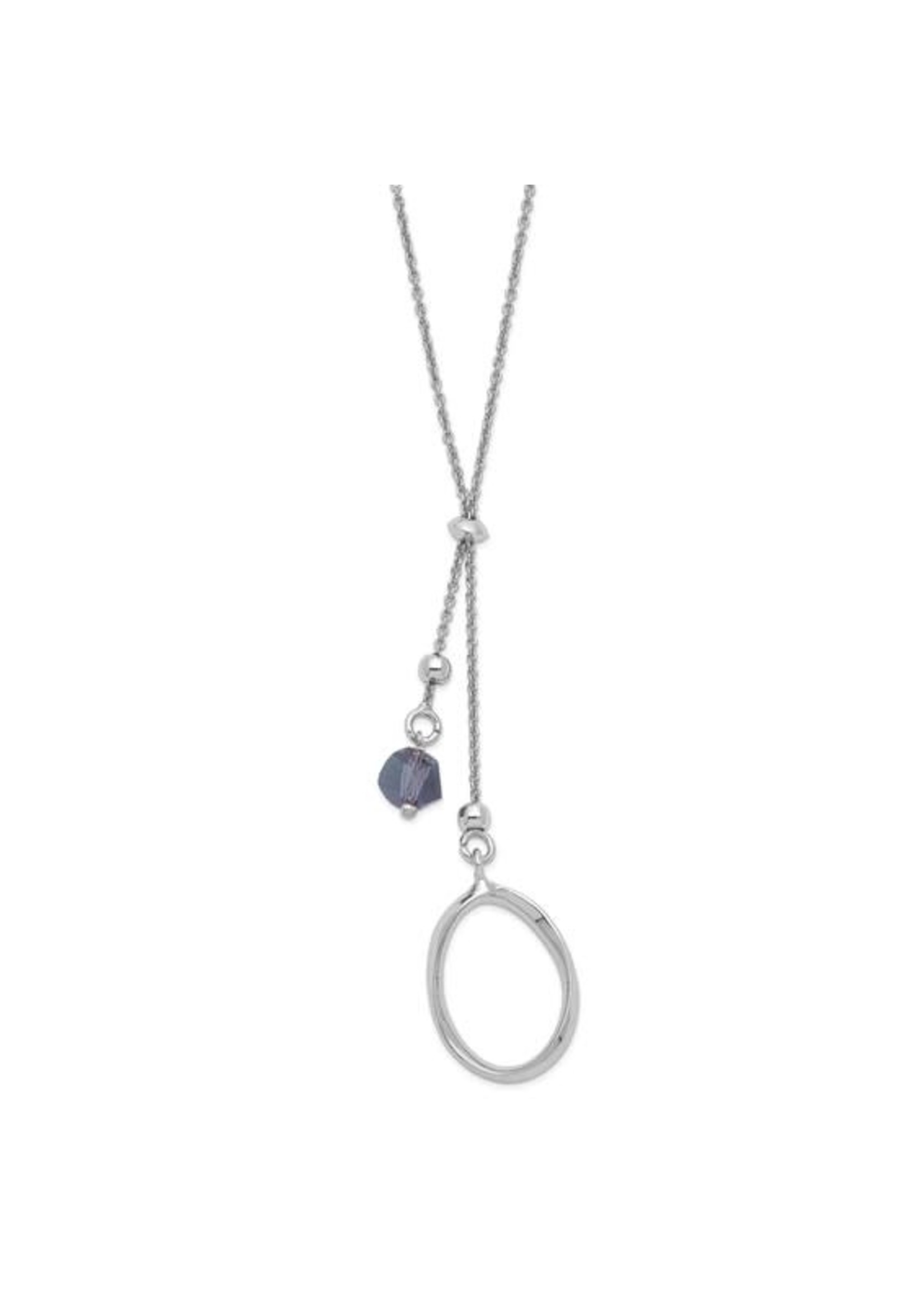 Sterling Silver Rhodium-plated Purple Crystal Y-Drop Necklace