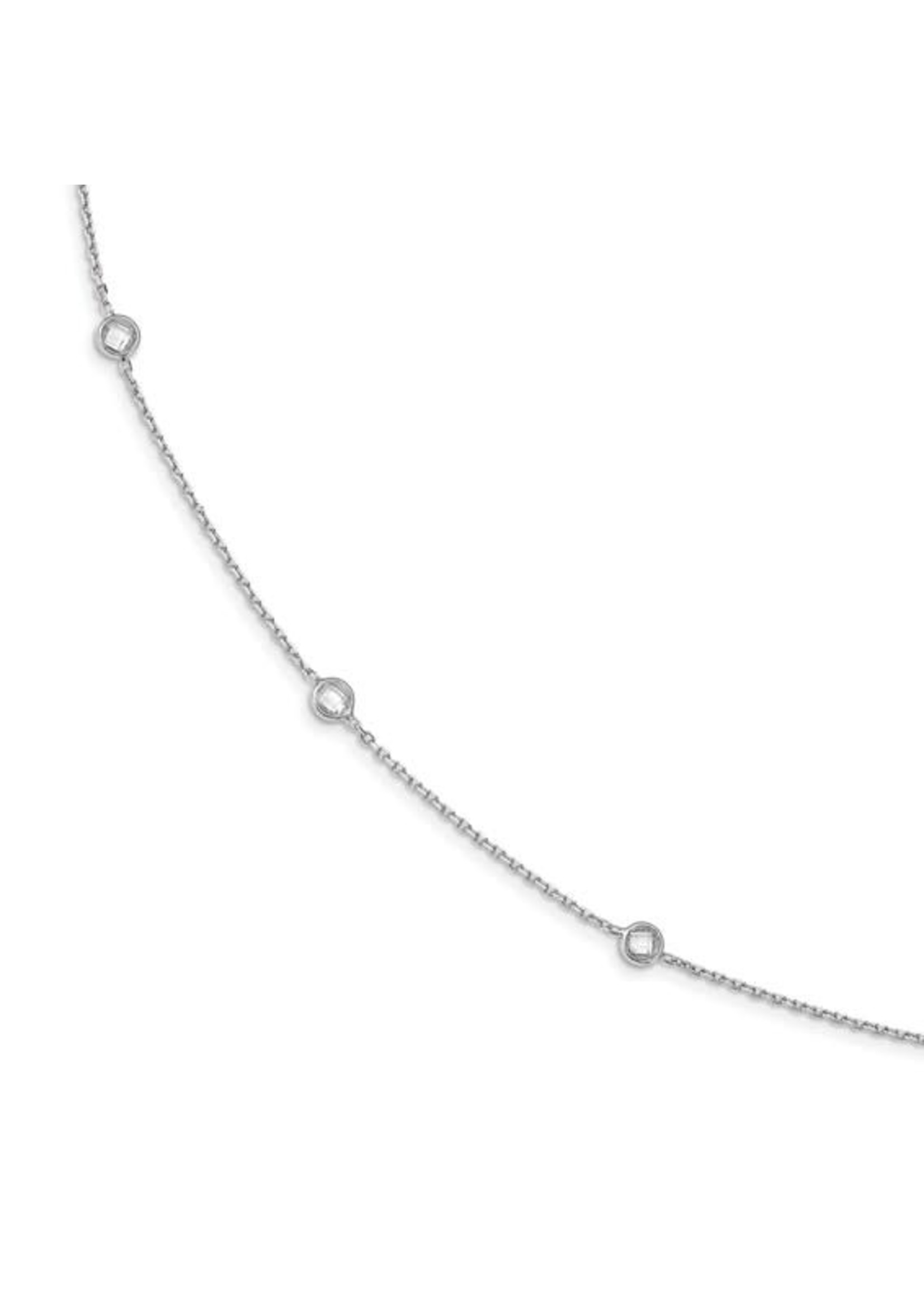 Sterling Silver Rhodium-plated 11-Station CZ Polished Necklace